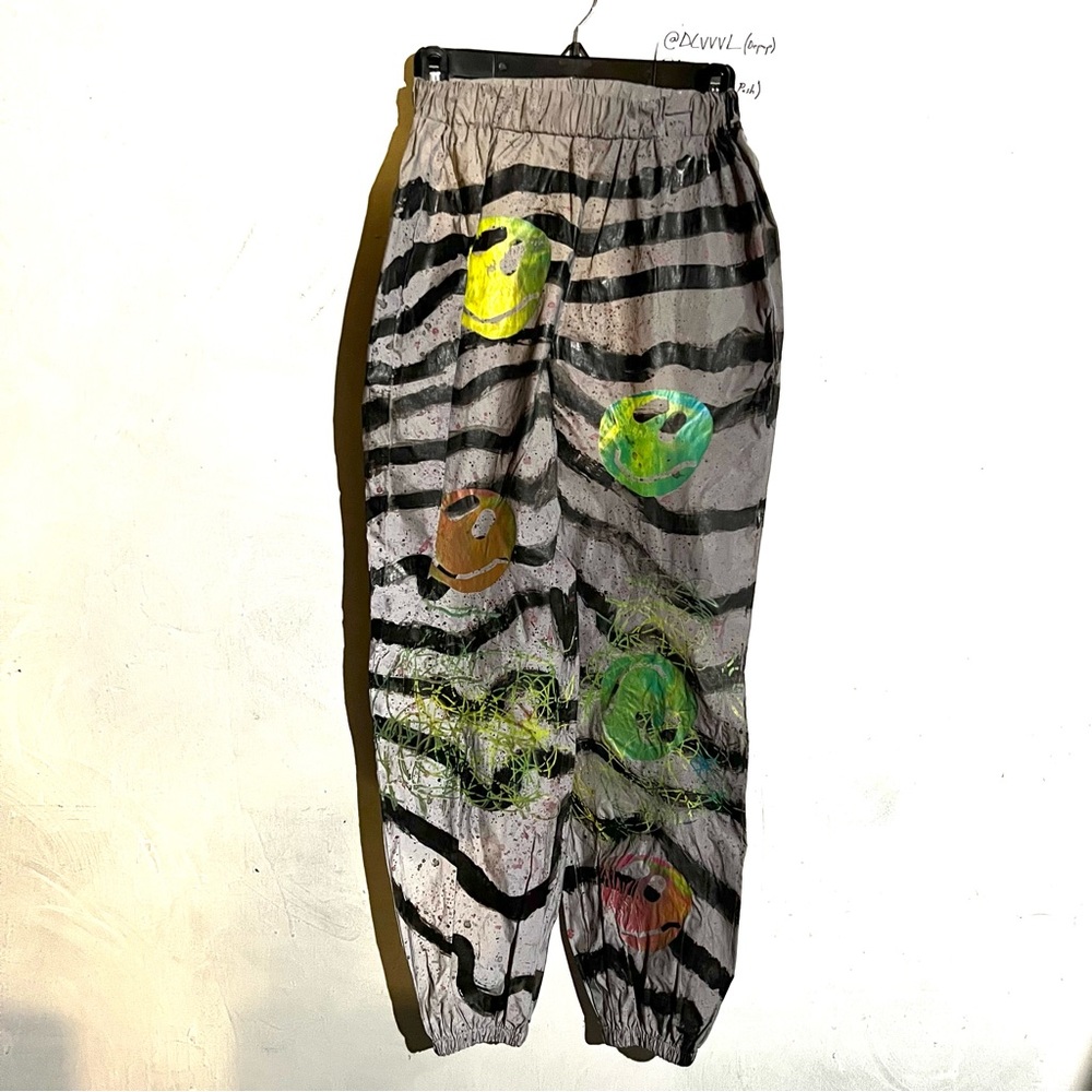 (1 of 1) one off custom All Over Print Psychedelic Happy Face Abstract 3M Pants